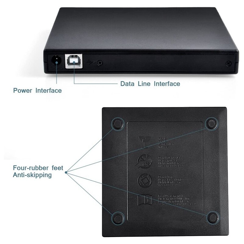 Lecteur CD externe USB2.0, lecteur DVD externe Portable, lecteur de graveur Combo USB CD-RW DVD-R Portable mince pour ordinateur Portable Noteb