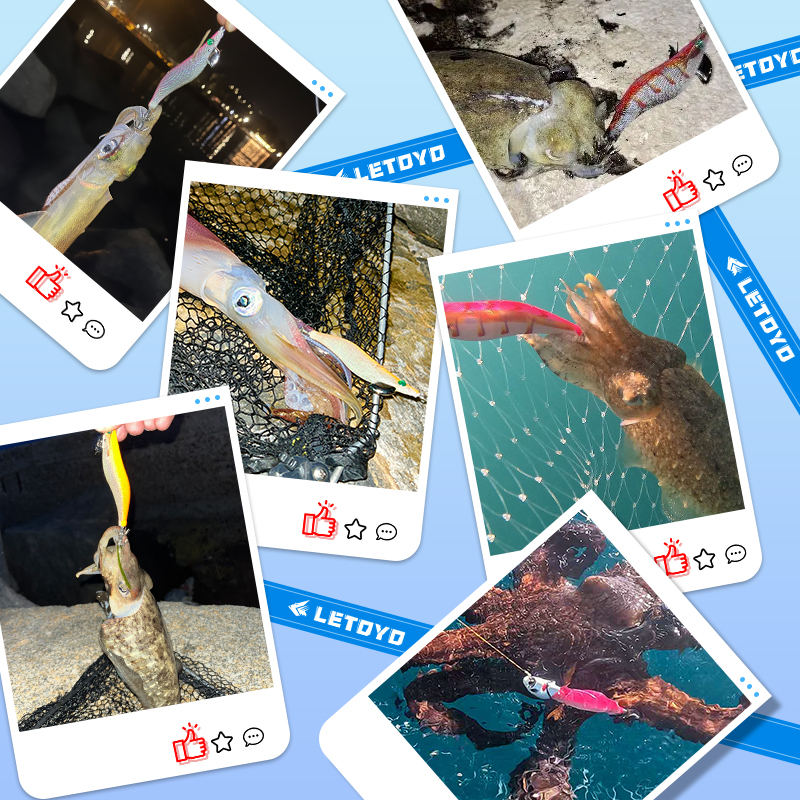 LETOYO 3.5# 3.0# 2.5# Cebo de calamar que se hunde Cebo de calamar luminoso Cebo de pesca artificial EGING Para Señuelo de pulpo Webfoot Pesca de Sepia Oficinalis EGI Señuelo de pesca en el mar