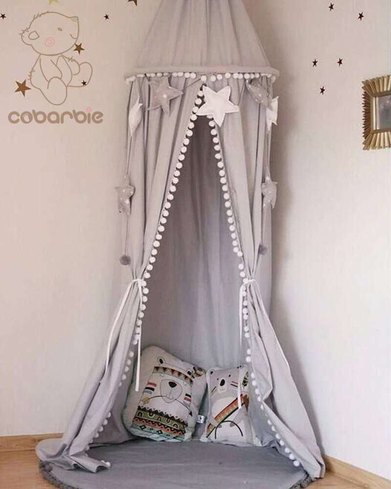 Kids Baby Bedding Round Dome Bed Cotton Canopy Netting Bedcover Mosquito Net Curtain Play Tent For Children Plush Ball Lace net