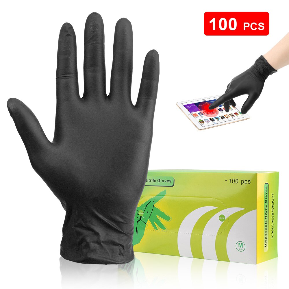 100 stk./sæt oliebestandige engangs latexhandsker engangshandsker af nitril skridsikre vandtætte fortykkere