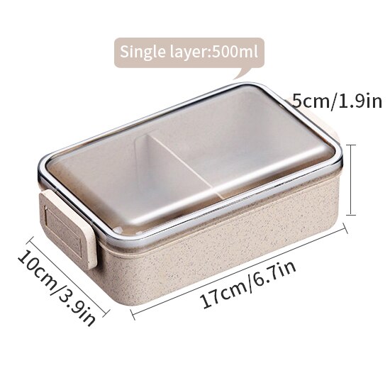 Caja de almuerzo de paja de trigo Bento cajas de microondas vajilla de almacenamiento de alimentos caja de alimentos: B1