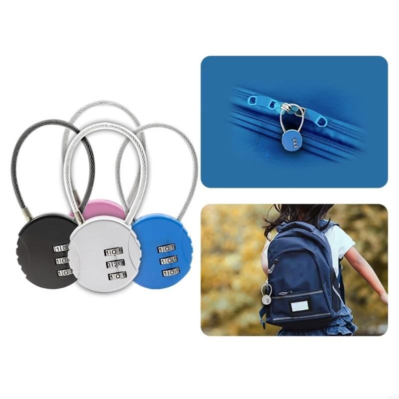 920L Small Travel Luggage Lock 3 Digit Combination Padlock Small Wire Rope Password Lock for Backpacks Gym School Lockers