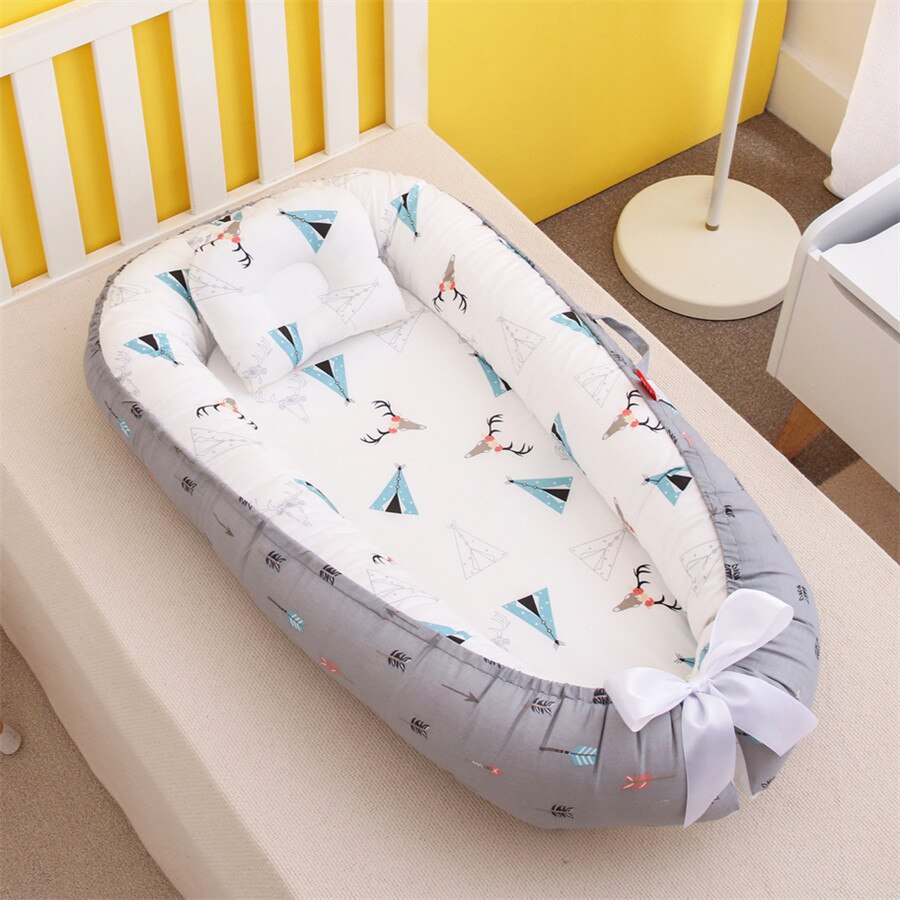 Mini berceau nordique Portable pour -né, impression de dessins animés, barrières de sommeil confortables dans le berceau pour Protection latérale, lit d&#39;enfant: 8