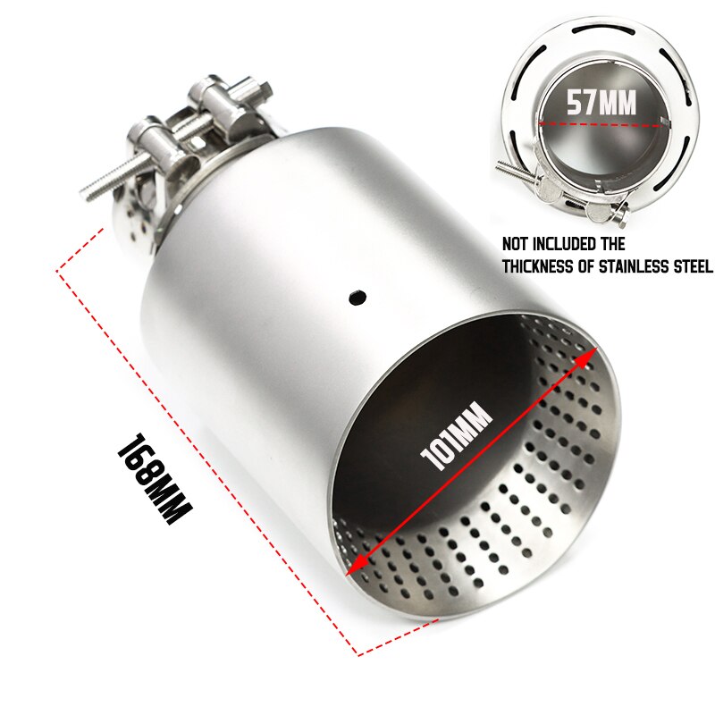 Embout de silencieux d'échappement universel GTI Golf 7 MK7, 57mm/60mm, 1 pièce, en acier inoxydable mat, pour voiture: ID57MM OD101MM