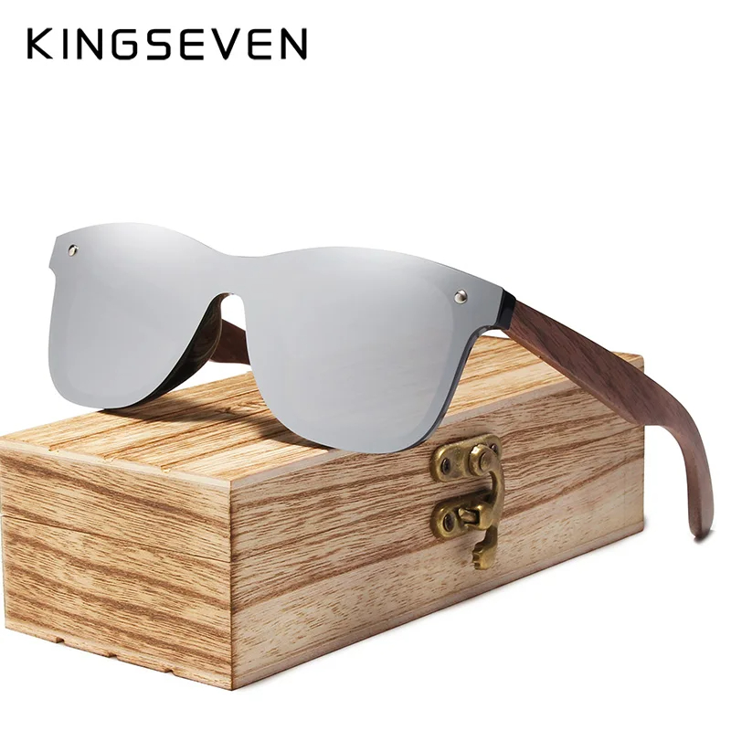 KINGSEVEN-gafas de sol polarizadas UV400 para hombre, gafas de protección ocular de , gafas hechas a mano de madera de nogal,