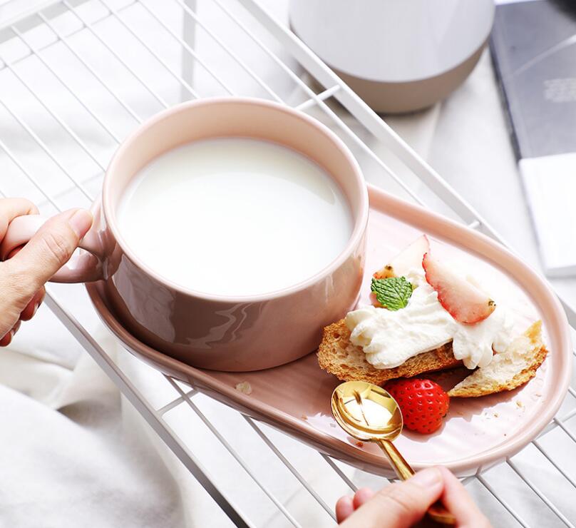 Breakfast Cup and Plate Set Simple Bowl Plate Household Ceramic Tableware Combination
