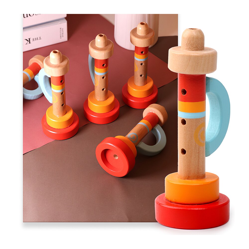 Bambini giocattoli per l&#39;educazione precoce strumenti musicali trombe trombe per bambini in legno Orff strumenti regali giocattoli in legno di colore