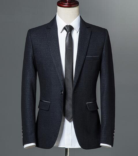 Syksyinen klassinen miesten itseviljelty vapaa-ajan bleiseri yhdellä napilla kapea istuvuus business casual takki viininpunainen tummansininen m -3xl: Asws 8876 musta / Xxxl