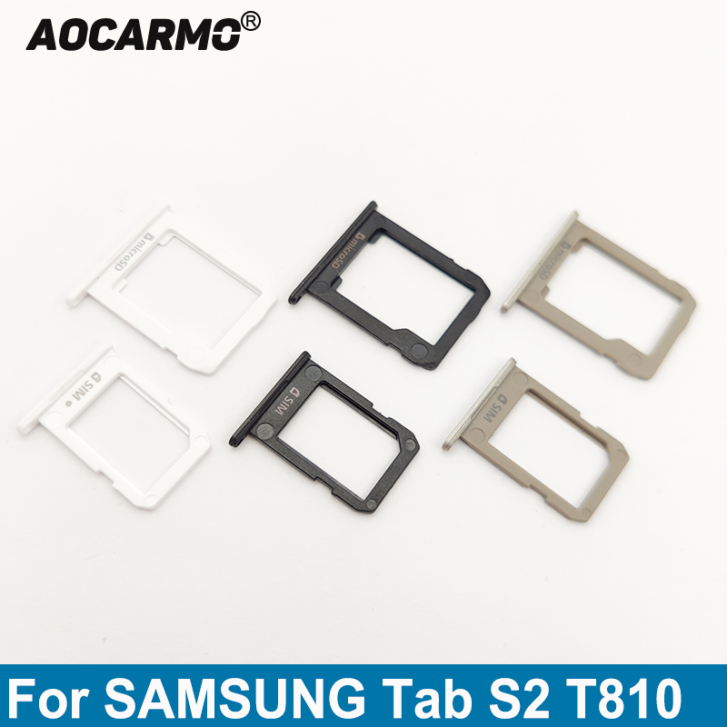 Aocarmo Zwart/Wit/Goud Microsd Kaart Lade + Sim Card Slot Houder Voor Samsung Galaxy Tab S2 9.7 SM-T810 T815