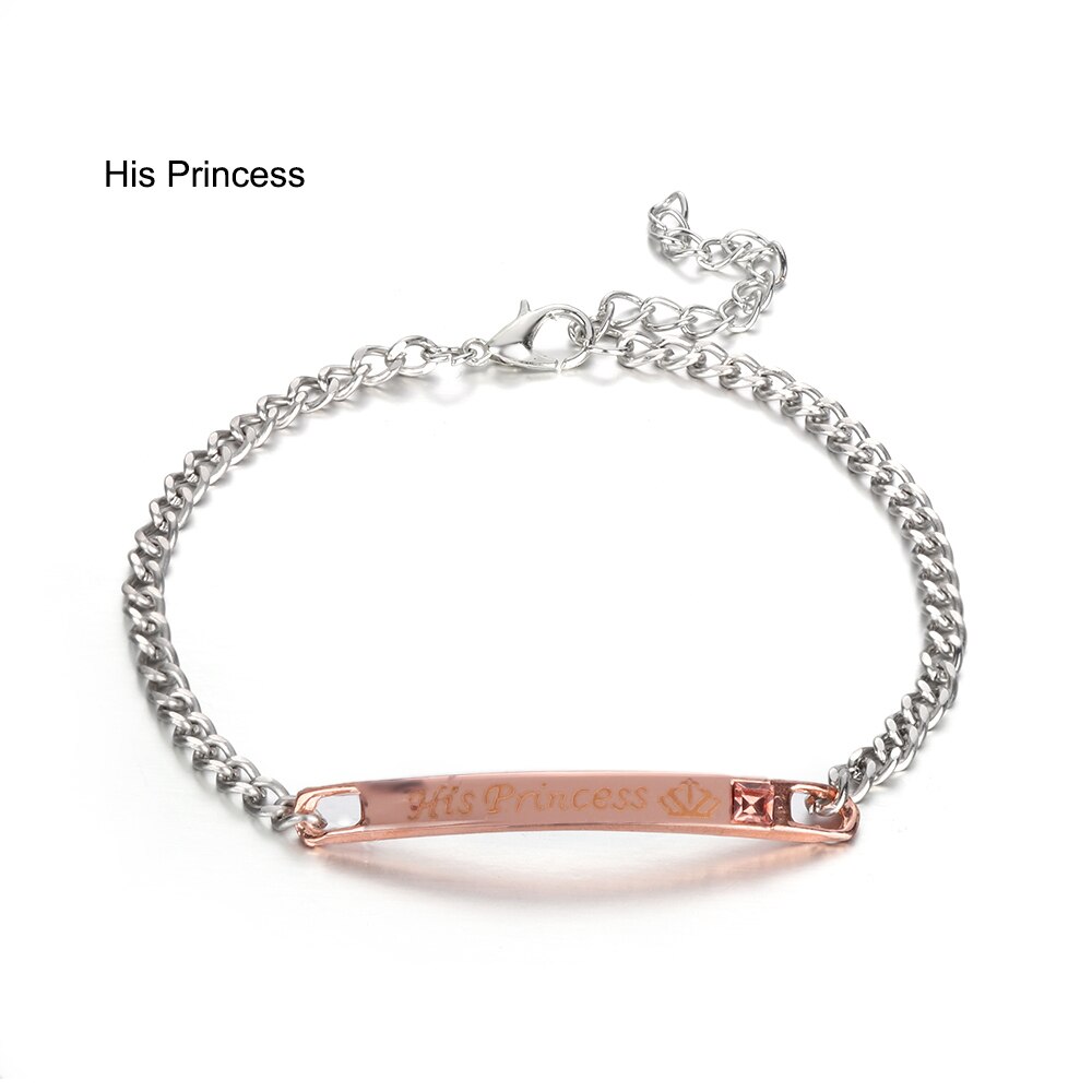 Un par de encantadoras pulseras a la para hombre y mujer, de Her King, su Reina, corona de cristal romántica, accesorios de , joyería de mano: His Princess