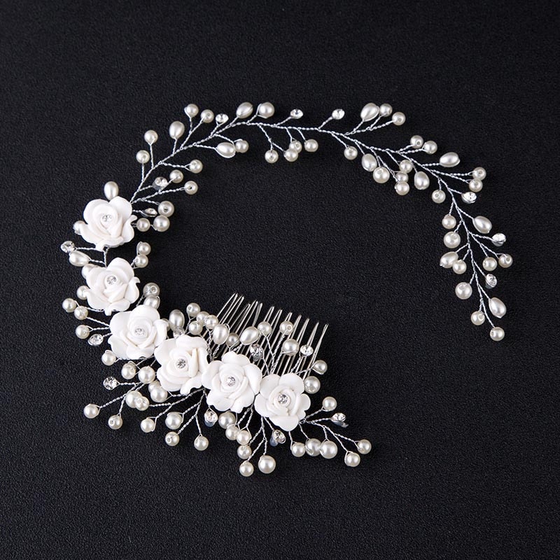 Hochzeit Braut Haar Zubehör Kristall Blumen Imitation Perle Haar Kamm/Pin für Frauen Mädchen HSJ88