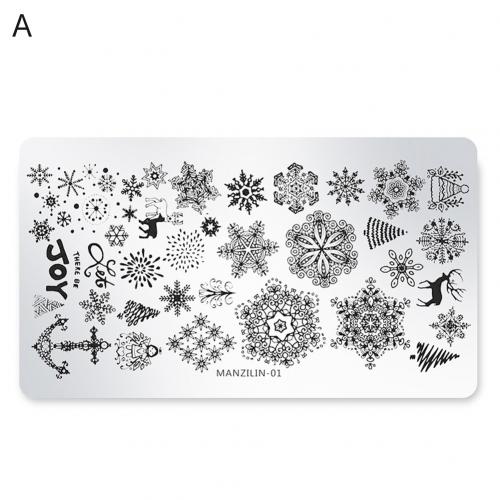 Nail Art Navidad copo de nieve Santa estampado de muñeco de nieve imagen estampado plantilla placa
