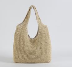 Summer Hand-woven Bag Shoulder Portable Straw Handbag for Women Beach Handbags Totes Travel Large Capacity Clutch: beige