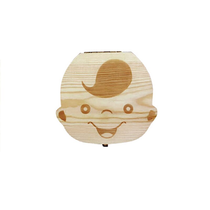 Baby Milk Teeth Box Spanish English Russion French Baby Wood Tooth Box Organizer Kids Deciduous Storage Collect wooden Box: Italian baby boy