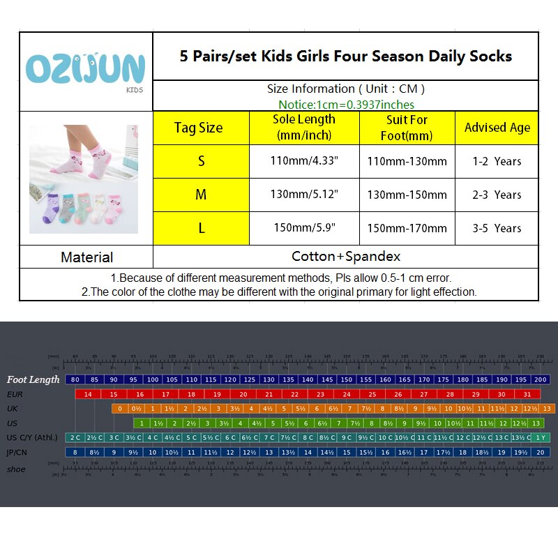 2017 Outono Inverno 5 Pares/lote Resiliência Das Crianças Meias de Algodão Para A Menina Menino Suor Respirável 1-3Y/4-6Y/7-10Y