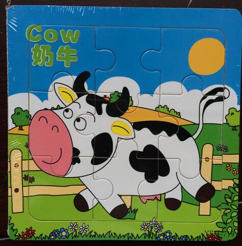 Baby Kids educazione per bambini giocattoli Puzzle in legno giocattolo Puzzle geometrico in legno per bambini Montessori Early Learning toy GYH: Cow