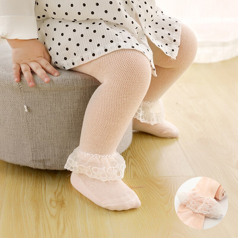 Baby Strumpfhosen Mädchen Neugeborenen freundlicher Strumpfhosen Spitze Bogen Blume Pantyhorse freundlicher Strümpfe Sommer Gittergewebe Strumpfhosen Kleinkind: Orange Spitze / 2 zu 4Jahr