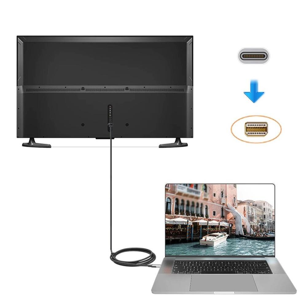 Kabel USBC robić mini Displayport 6ft rodzaj USB C piorun 3 robić mini DP przewód 4k praktyczne przenośne kable połączone typ ONLENY