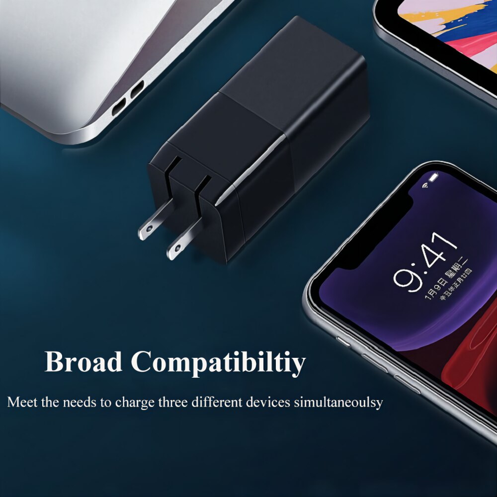 VATID 65W GaN Ladegerät USB Ladegerät Desktop USB Ladestation mit 2 USB C Ports 1 USB EINE Port für iPhone 12 Laptop MacBook