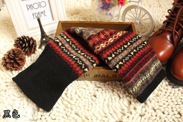 2022 Winter Girl&#39;s Gaiters Camouflage Hue Thick Woolen Leg Warmers Hairy Women Gyaru Accessories Y2k Heaters Warm: black
