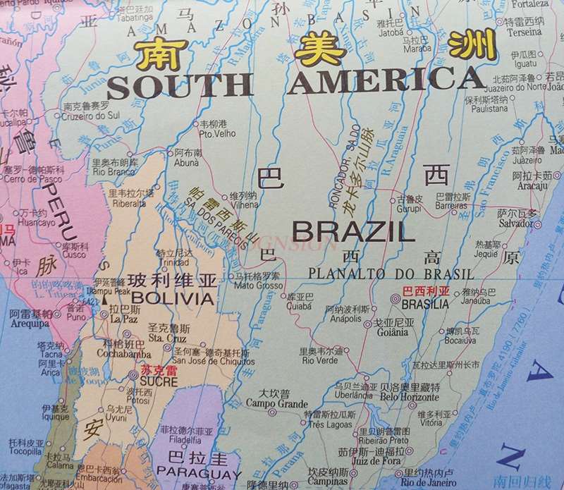 World map Chinese-English control Large scale clear and easy to fold Folding can be marked Home office travel