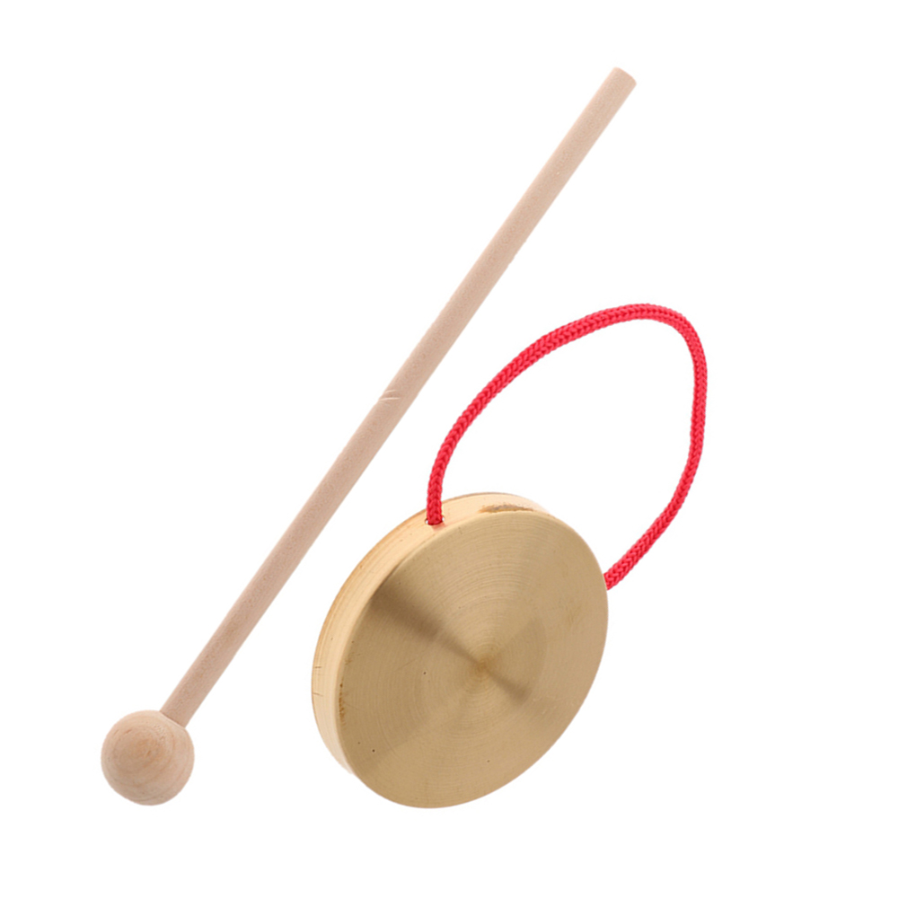 1 Set Hand Gong Cymbals Band Rhythm Percussion Instrument Portable Copper Gong with Stick