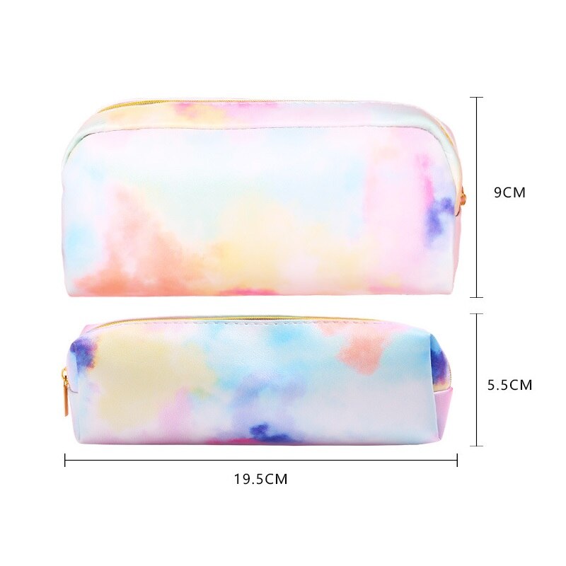 Creativity Rainbow Colors Pencil Case Kawaii Large Capacity PU Pen Box Bag Stationery Pencilcase School Supplies Student 050041