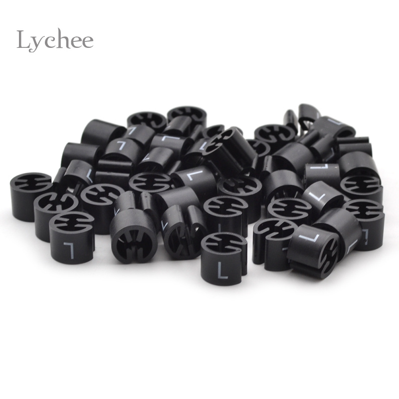 Lychee life 100 stykker sort bøjle sizer tøjmærker markører størrelsesdeler størrelsesmarkør til bøjler xxs -4xl trykt: L
