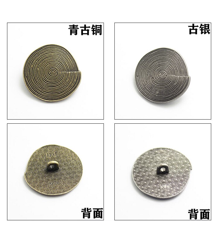 10 stk 18/23/25mm spiral retro metal knapper håndsyet afslappet vindjakke knap antik bronze gammel sølv formede knapper