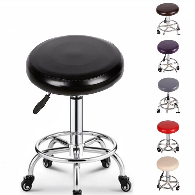 Housse de chaise en cuir PU, couvre-tabouret de Bar rond, en tissu coton, pour dentiste, Salon de beauté