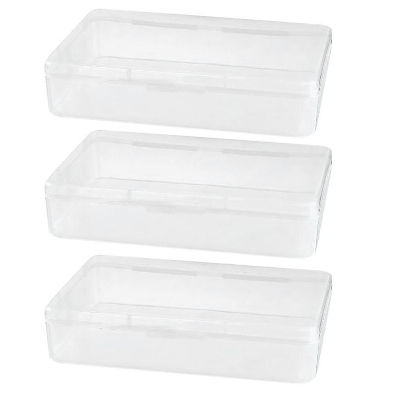 Caja contenedor para mascarillas de plástico con 3 uds., caja de almacenamiento transparente para mascarillas: 18.3x12.7CM