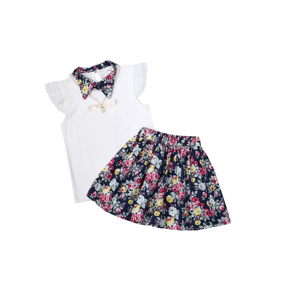 Zhongda Kinderen Voering Rok Pak Rok Rok Pak Blauw En Roze Shirt Bloemen Rok: 12