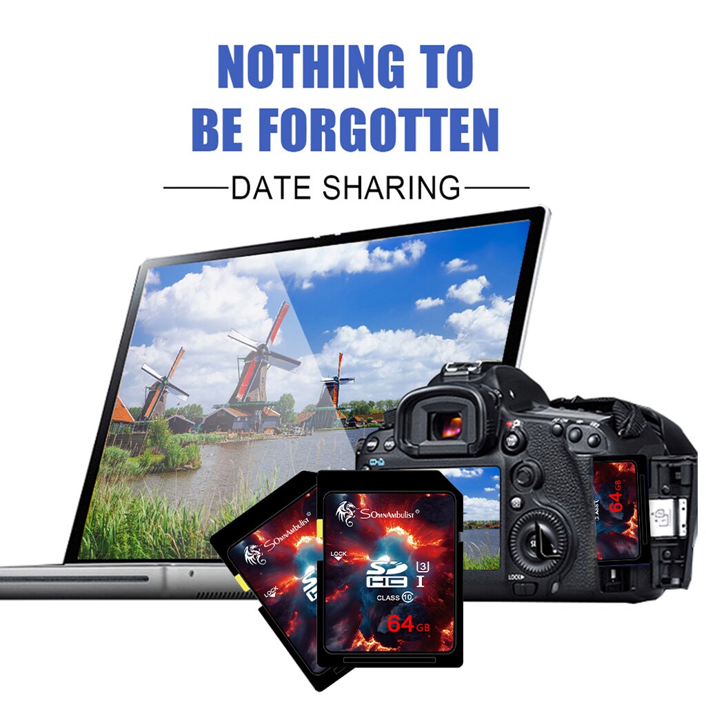 SomnAmbulist 64GB TF Card 64GB Memory Card Classe 10 3D 4K V30 Video High Speed Capacity Card for Camera