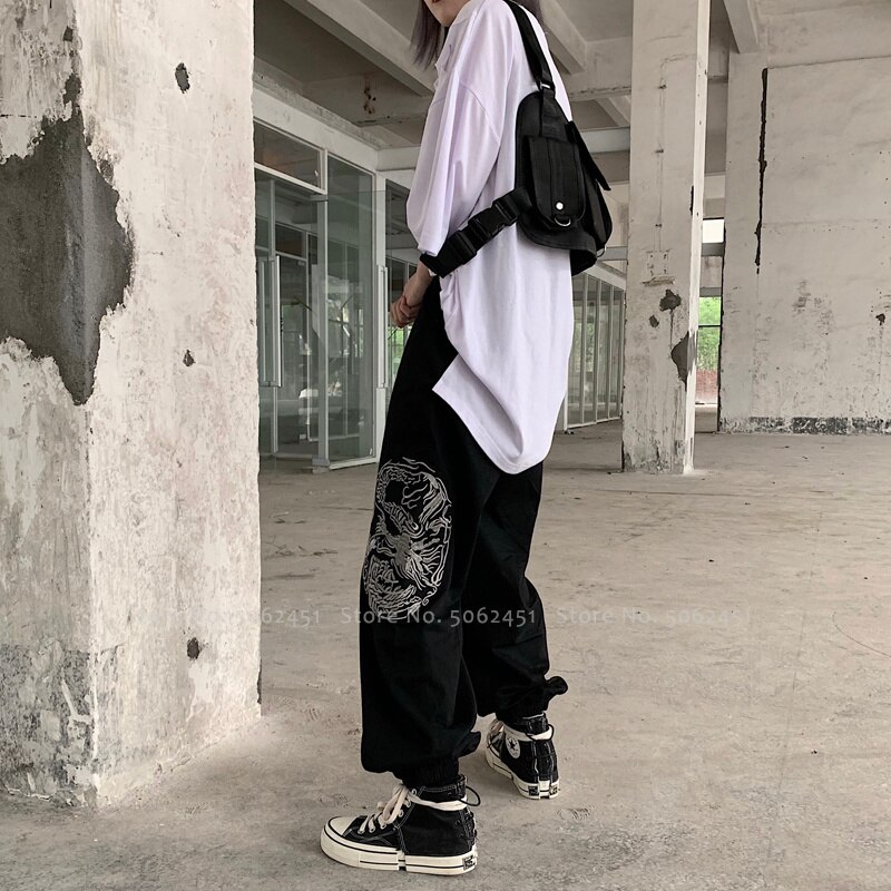 Pantalones de harén estilo japonés Harajuku traje chino Tang Hip Hop talla grande Streetwear pantalones de pierna ancha ropa gótica asiática