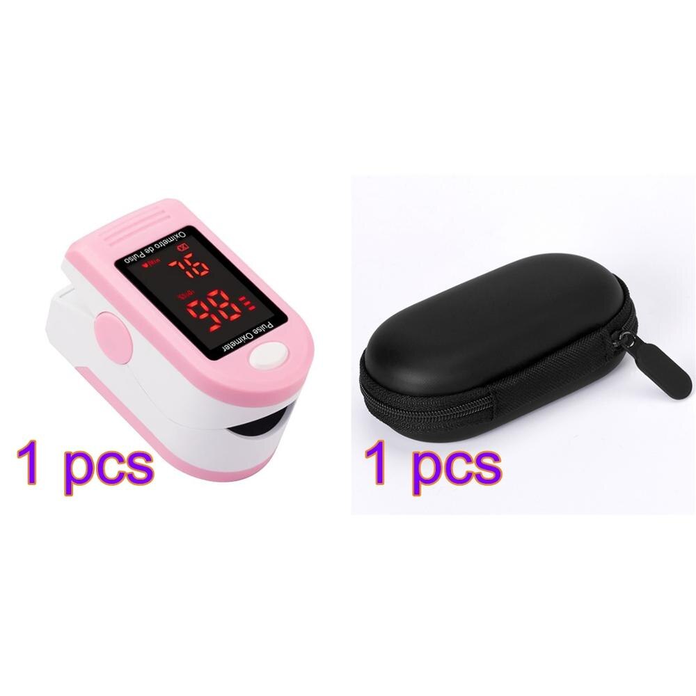 Led finger puls oximeter blod puls iltmåler pulsoximeter blod ilt oximetri saturation måling måler sundhedsmonitor: 1 oximeter med pose 4
