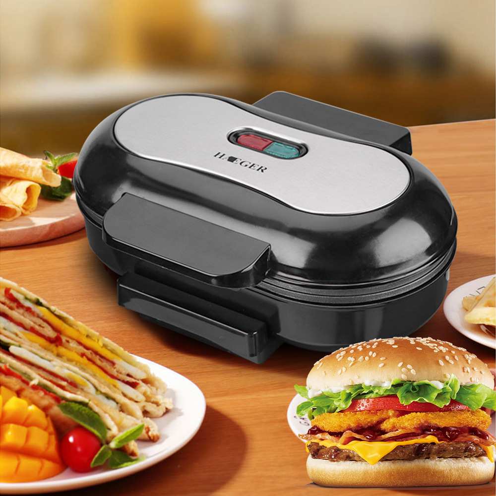 220V Multifunktions Elektrische Hamburger Grill Ei Pfanne Steak Dual Frühstück Sandwich Hersteller Eier Burger Maschine Fleisch Röster