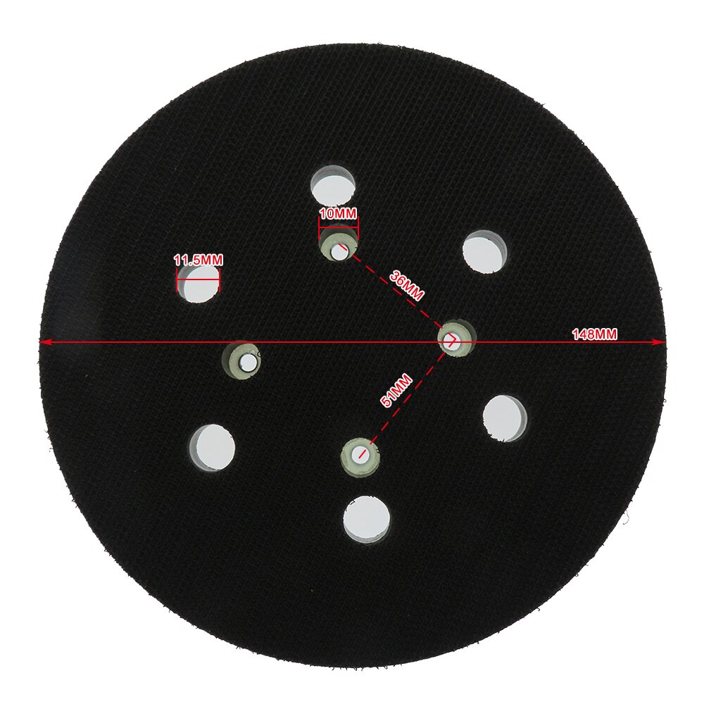 6INCH Good Density Hook&Loop Sanding Pad with 6 Dust Free Holes