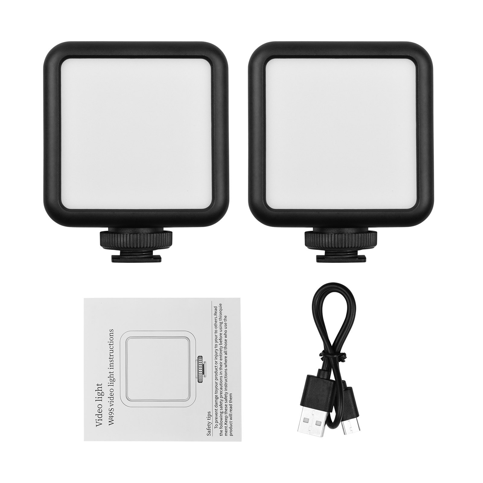 Photography Lighting Mini LED Video Light 5600K Dimmable studio Lamp 5W Built-In Rechargeable Battery 3 Cold Shoe Mounts 2pcs