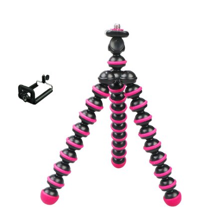 Octopus Flexible Tripod Stand Gorillapod for Phone Telefon Mobile Phone Smartphone Dslr and Camera Table Desk Mini Tripod: red with clip