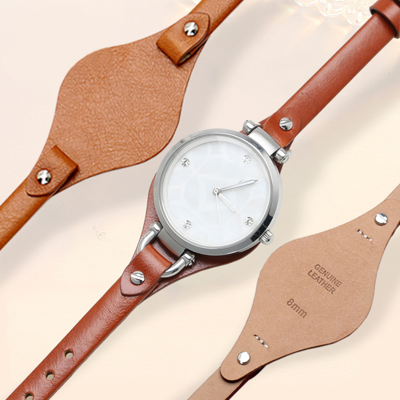 Correa de reloj de cuero de , 8mm, especial para correa femenina fósil ES3077 ES2830 ES3262 ES3060 ES4119 ES3148, pulsera Wonmen