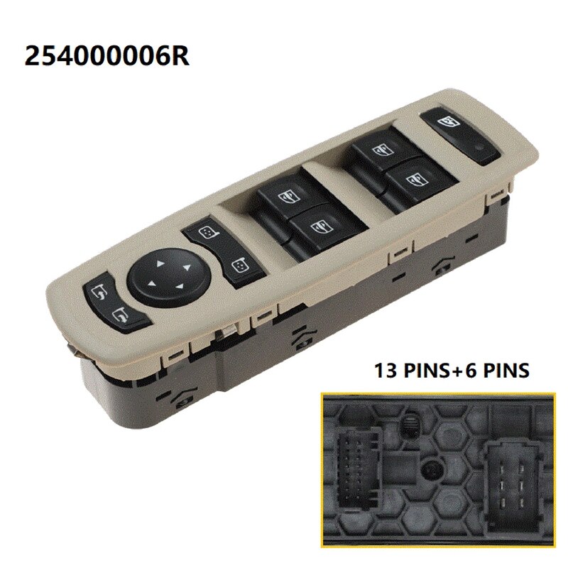 Schakelaar Ruitbediening 254000006R Auto Voor 08-16 Renault Megane Laguna Fluence