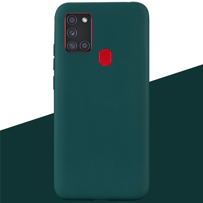 Funda de silicona TPU suave mate para Samsung Galaxy A21S A 21 S A21 S, carcasa trasera para teléfono: 14 Dark Green