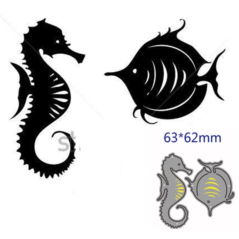 metal cutting dies cut die mold Seahorse and fish decoration Scrapbook paper craft knife mould blade punch stencils dies