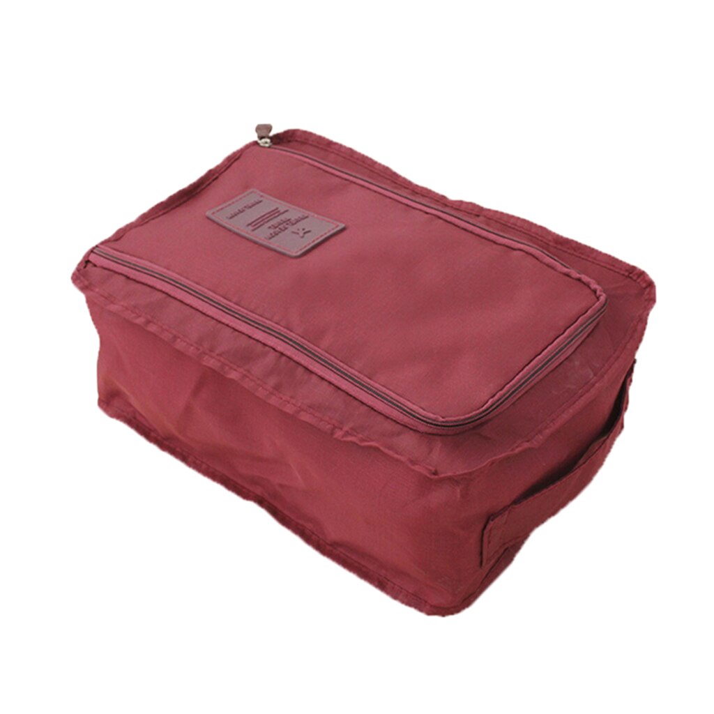 Bolsas de zapatos de viaje, almacenamiento de tela de Nylon impermeable con cremallera para hombres, mujeres y niños, bolsa de zapatos, organizadores de embalaje: Wine Red