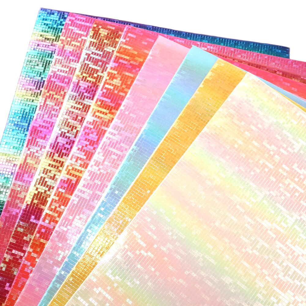 20*34cm plaid iriserende vinyl stof kunstlæder stof ark til at gøre øreringe hårbuer ,1 yc 8220