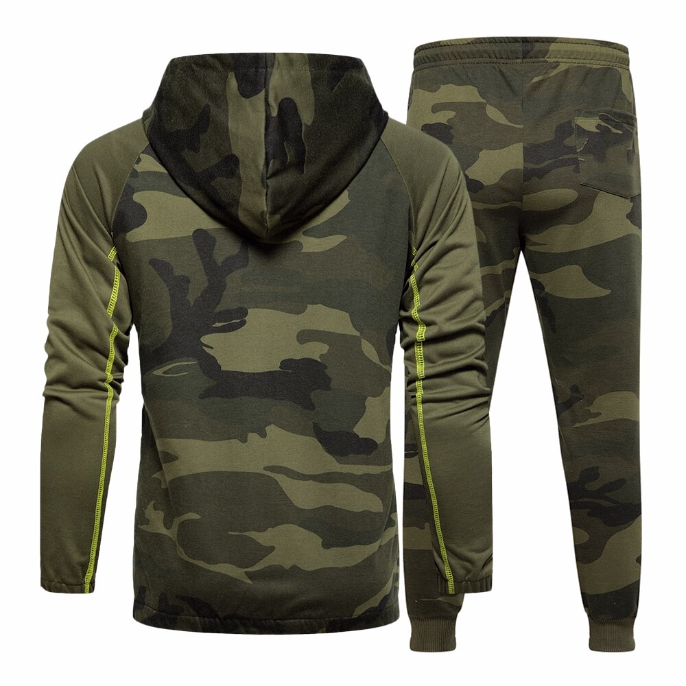 2 stück setzt Camo Jacke + Hosen anzug Männer Herbst sportlich Kleidung Trainingsanzug Mit Kapuze Oberbekleidung Hoodie Fitness Sweatshirts