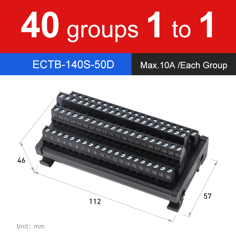 ENMG Screw terminal Save Wiring Split Terminal Block ECTB 10A Power Splitter PLC Terminal Block One to One One One to One 10~64: Ivory
