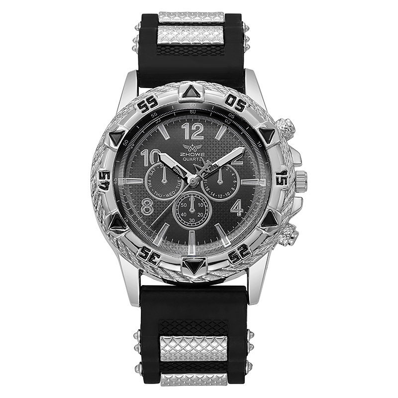 Sport Stil Silikon Herrenuhr lässig Armbanduhr: Schwarz