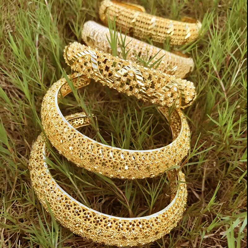 Dubai-brazaletes de oro de Oriente Medio para mujer, pulsera de malla etíope de Arabia Saudita, joyería de boda, africanos