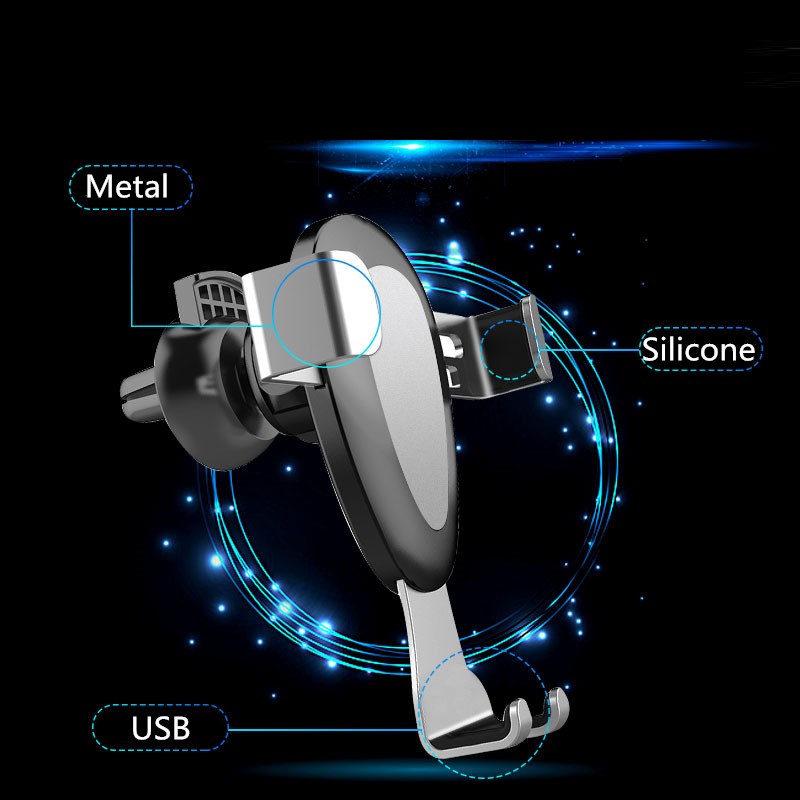 Luckybobi auto telefoonhouder voor telefoon in auto ventilatierooster zwaartekracht clip montage metalen mobiele telefoon houder gps standaard universeel  s02